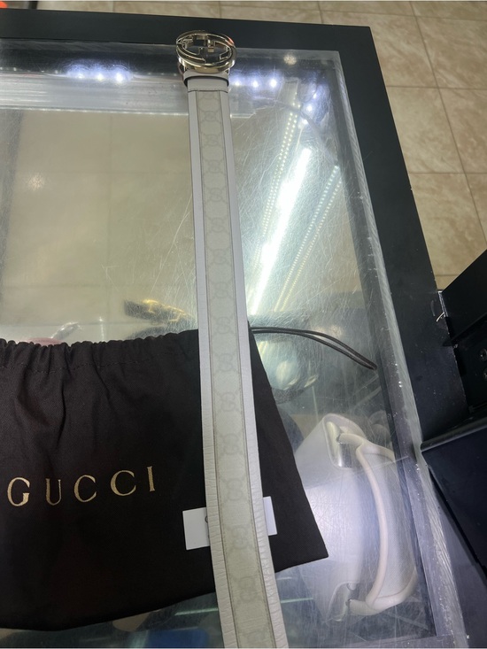 Gucci White Leather Interlocking G Belt main image 6